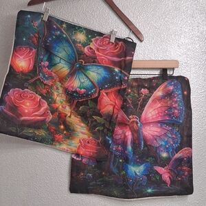 NEW Set Of 2 Butterflt Garden Pillow Covers